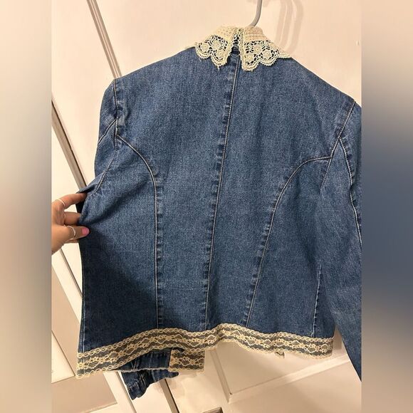 Denim Jacket with Lace Trim - Picture 6 of 6